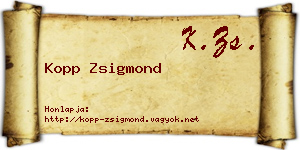 Kopp Zsigmond névjegykártya